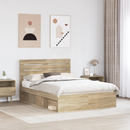 vidaXL Ágykeret fejtámlával Sonoma tölgy 150 x 200 cm Tömör fenyőfa