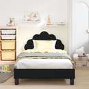 vidaXL Gyerekágy kerettel fejtámlával Fekete 90 x 200 cm Bársony