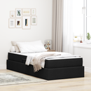 vidaXL Ágy tárolóval és matraccal Fekete 90 x 200 cm Poliészter