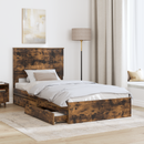 vidaXL Tárolós Ágy fejtámlával Füstölt tölgy 100 x 200 cm Faanyag