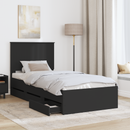 vidaXL Ágykeret fiókkal fejtámlával Fekete 90 x 200 cm Mérnöki Fa