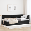 vidaXL Sarokágy keret fejtámlával Fekete 100 cm x 200 cm Bársony