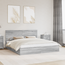 vidaXL Tárolós Ágy fejtámlával Szürke Sonoma 180 x 200 cm Faanyag