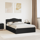vidaXL Ágykeret fiókkal fejtámlával Fekete 160 x 200 cm Mérnöki Fa