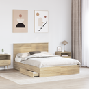 vidaXL Tárolós Ágy fejtámlával Sonoma tölgy 140 x 200 cm Faanyag