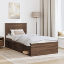vidaXL Ágykeret fejtámlával Barna Tölgy 75 x 190 cm Faanyag