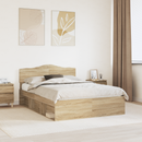 vidaXL Ágykeret fejtámlával Sonoma tölgy 150 x 200 cm Tömör fenyőfa