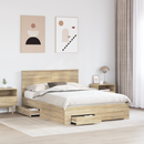 vidaXL Ágykeret fejtámlával fiókkal Sonoma tölgy 140 x 190 cm Faanyag