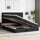 vidaXL Tárolós Ágy matracmal fejtámlával Fekete 160 x 200 cm Műbőr