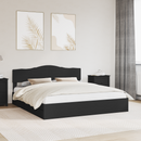 vidaXL Tárolós Ágy fejtámlával fiókkal Fekete 200 x 200 cm Faanyag