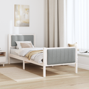 vidaXL Ágykeret Fehér és világosszürke 75 x 190 cm Tömör fenyőfa