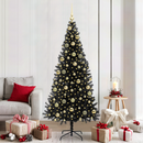 vidaXL Karácsonyfa 300 LED-del állvánnyal Fekete 210 cm PVC