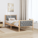 vidaXL Ágykeret fejtámlával Világosszürke 90 x 200 cm Tömör fenyőfa