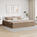 vidaXL Ágy tárolóval és matraccal matracmal 2 pcs Cappuccino Bőr