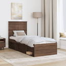 vidaXL Ágykeret fejtámlával Barna Tölgy 75 x 190 cm Tömör fenyőfa