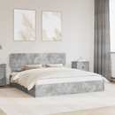vidaXL Tárolós Ágy fejtámlával Beton Szürke 200 x 200 cm Faanyag
