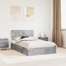 vidaXL Tárolós Ágy fejtámlával Beton Szürke 135 x 190 cm Faanyag