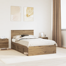 vidaXL Ágykeret fejtámlával Művészi tölgy 120 x 190 cm Faanyag