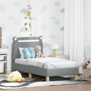 vidaXL Gyerekágy keret fejtámlával Világosszürke 70 x 140 cm Szövet