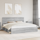 vidaXL Ágykeret fejtámlával Szürke Sonoma 200 x 200 cm Tömör fenyőfa