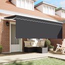 vidaXL Behúzható napellenző Antracit 350 x 200 cm Pamut és Alumínium