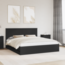vidaXL Ágykeret fiókkal fejtámlával Fekete 180 x 200 cm Mérnöki Fa
