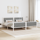 vidaXL Ágykeret fejtámlával Világosszürke 200 x 200 cm Tömör fenyőfa