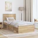 vidaXL Ágykeret fejtámlával Sonoma tölgy 75 x 190 cm Faanyag