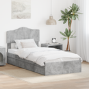 vidaXL Tárolós Ágy fejtámlával Beton Szürke 90 x 190 cm Faanyag