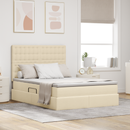 vidaXL Ágy tárolóval és matraccal fejtámlával Krém 140 x 200 cm szövet