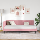 vidaXL Sarokágy keret fejtámlával Rózsaszín 100 cm x 200 cm Bársony