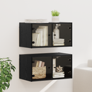 vidaXL Fali Szekrények 2 pcs Fekete tölgy 68 x 37 x 35 cm Faanyag