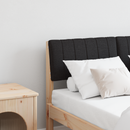 vidaXL Kárpitozott fejtámla Fekete 120 cm Tömör fenyőfa