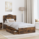 vidaXL Tárolós Ágy fejtámlával Füstölt tölgy 70 x 190 cm Faanyag