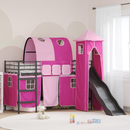 vidaXL Gyerekek Loft Ágykerete Fekete és Rózsaszín 90 x 190 cm Fém