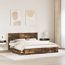 vidaXL Tárolós Ágy fejtámlával Füstölt tölgy 180 x 200 cm Faanyag