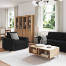 vidaXL Kanapé 3 pcs Fekete 221 x 80 x 80 cm Lábbal kevert anyag