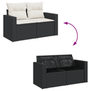 vidaXL 11 részes fekete polyrattan kerti ülőgarnitúra párnákkal