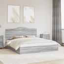 vidaXL Tárolós Ágy fejtámlával Szürke Sonoma 200 x 200 cm Faanyag