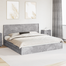 vidaXL Ágykeret tárolóval és fejtámlával Betonszürke 200 x 200 cm