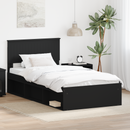 vidaXL Ágykeret fejtámlával Fekete 100 x 200 cm Tömör fenyőfa