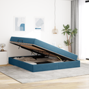 vidaXL Ágy tárolóval és matraccal Sötét kék 180 x 200 cm Bársony
