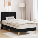 vidaXL Ágykeret fejtámlával Fekete 90 x 200 cm Szövet