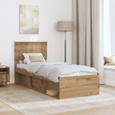vidaXL Ágykeret fejtámlával Művészi tölgy 75 x 190 cm Tömör fenyőfa