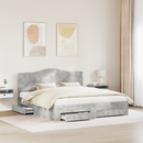 vidaXL Ágykeret fejtámlával fiókkal Beton Szürke 200 x 200 cm Faanyag