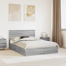 vidaXL Tárolós Ágy fejtámlával Szürke Sonoma 140 x 200 cm Faanyag