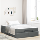 vidaXL Ágykeret matraccal 2 pcs Homályos Szürke szövet