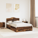 vidaXL Ágykeret fejtámlával fiókkal Öreg fa 120 x 190 cm Faanyag