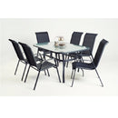 Étkezőasztal, edzett üveg/acél, DEMAT