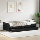 vidaXL Ágykeret fiókkal Fekete tölgy 100 x 200 cm Tömör fenyőfa